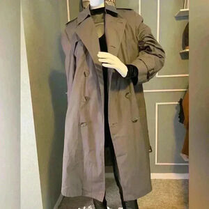 Botany 500 Vintage Trench Coat Men 38 Zip Out Lining Leather Hardware